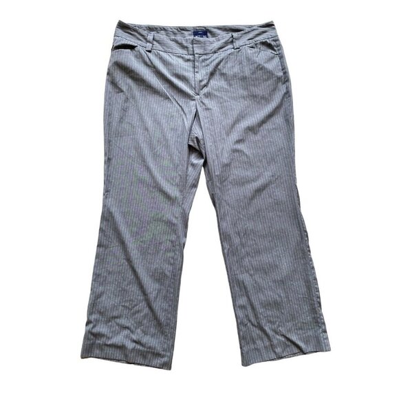 GAP Womens Grey Pinstriped Dress Pants Curvy‎ Fit Flare Leg Plus Size 20 Stretch - Picture 1 of 5